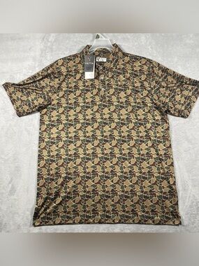 NWT Yatta Performance Golf Polo Shirt Mens Duck Hunt Camo Green size XL